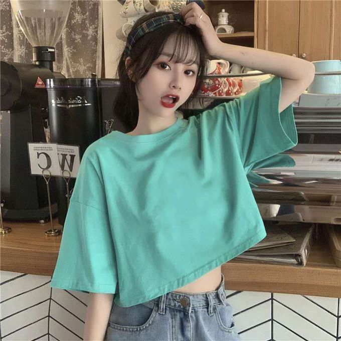 product_image_name-Fashion-(green)Cropped T-shirt  Korean Clothing Grunge Y2k 2022 Fashion Women Tops Short Sleeve T-shirts Crop Top Vintage Designer Urban RA-1